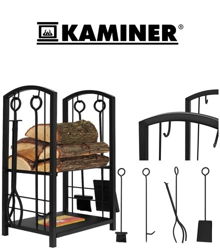 Support pour bois de chauffage avec accessoires Kaminer
