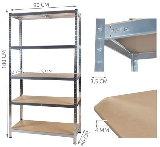 Étagère de stockage 180x90x40 Malatec 23768