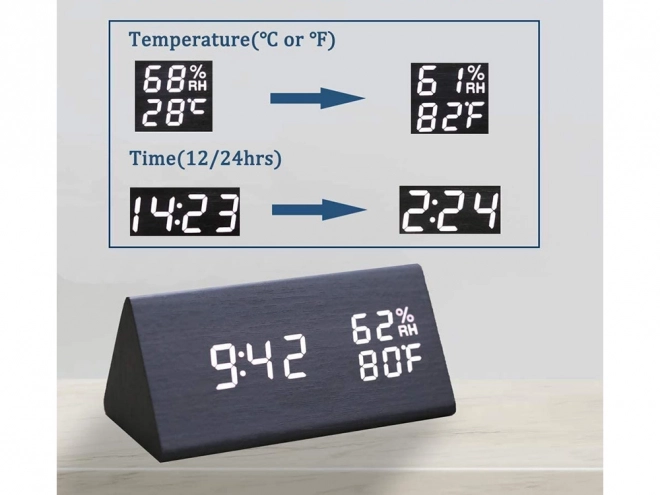 Réveil électronique multifonction avec thermomètre et hygromètre