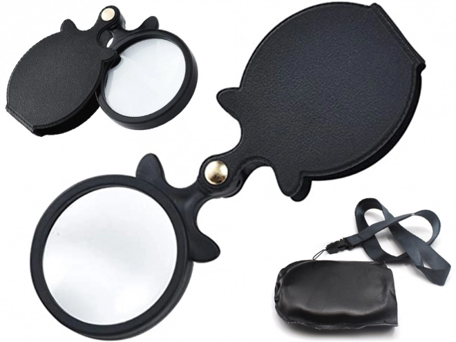 Loupe de poche pliante avec étui et cordelette