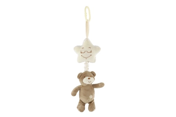 Ours en peluche avec étoile à suspendre sur lit/calandre boîte à musique à remonter 36cm sur carte dans un sac 0+