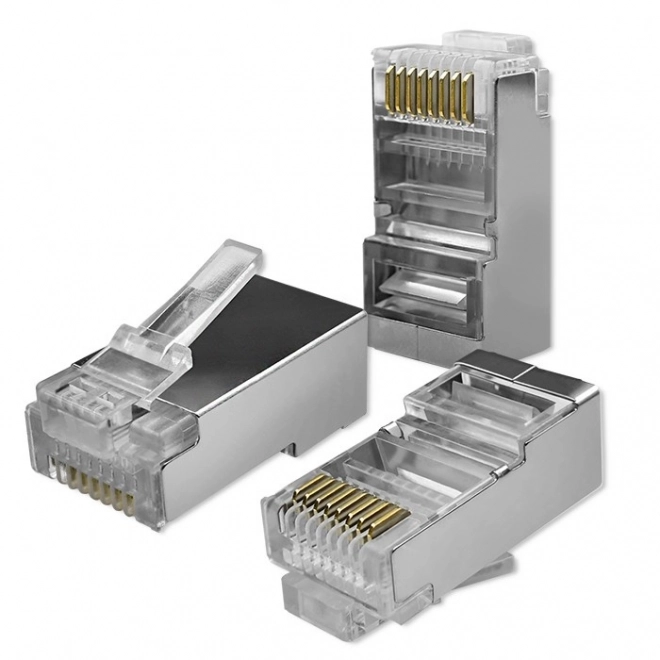 Connecteur RJ45 traversant CAT6 FTP avec contacts plaqués or, 100 pcs