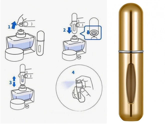 Vaporisateur de voyage avec atomiseur de parfum 5ml distributeur de parfum – doré