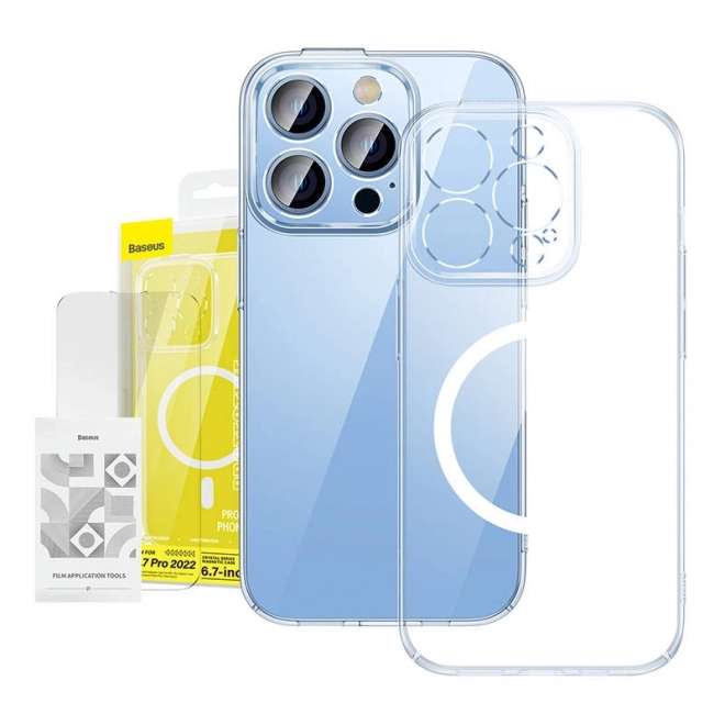 Baseus Crystal étui magnétique transparent et verre trempé pour iPhone 14 Pro Max