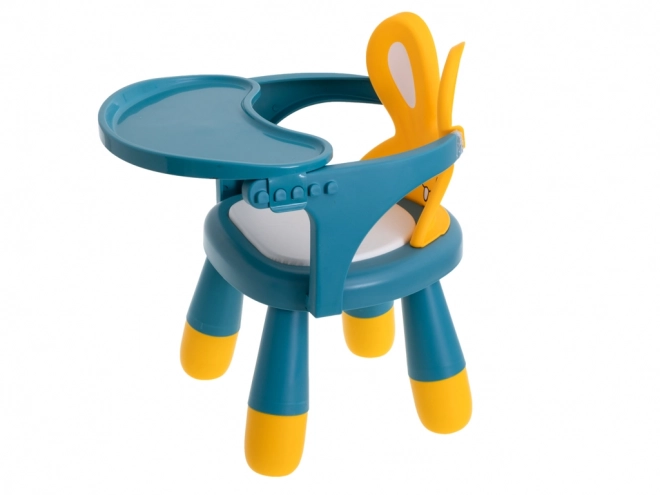 chaises pour nourrir et jouer jaune et bleu