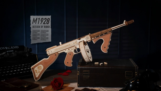 Puzzle mécanique en bois 3D RoboTime Pistolet-Mitrailleur Thompson