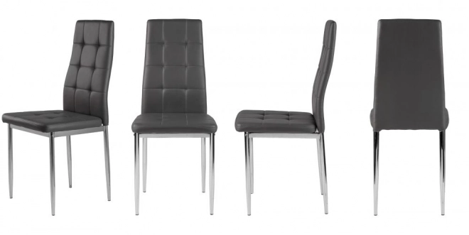 Ensemble de 4 chaises grises modernes avec assise capitonnée