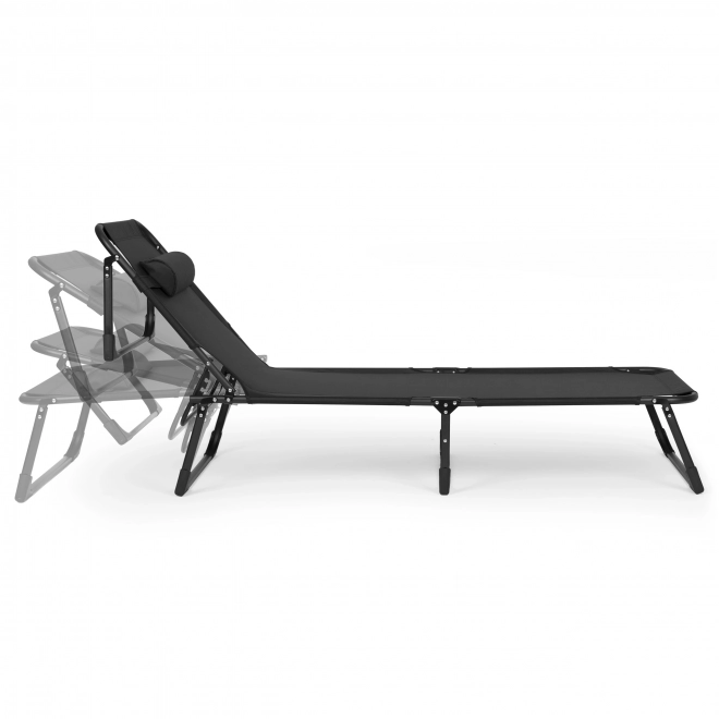 Chaise longue de jardin avec coussin noir MultiGarden