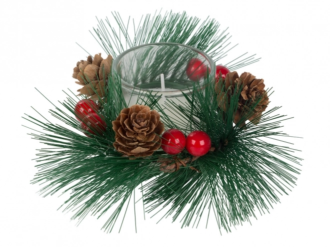 Bougies de Noël décoratives dans une couronne en verre