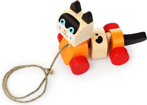 Chat en bois à tirer