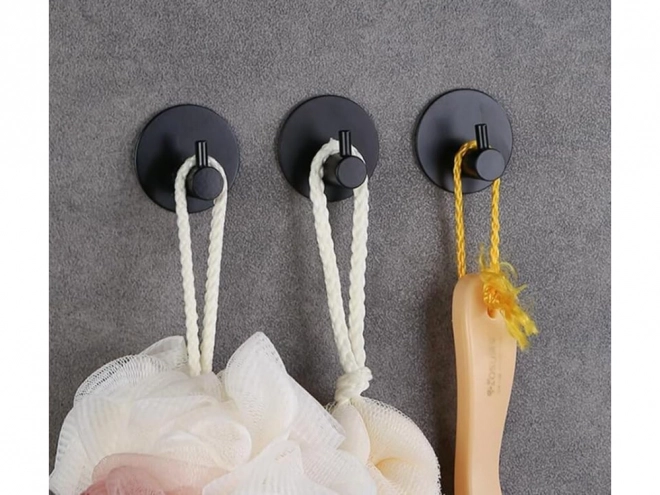 Crochet noir auto-adhésif pour serviettes en acier