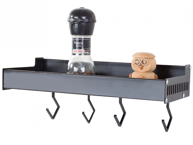 Étagère murale en aluminium noir pour épices