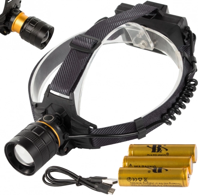 Lampe frontale professionnelle Bailong avec LED, powerbank et fonction zoom
