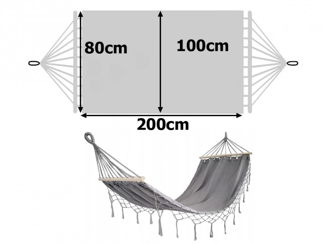 Hamac de jardin XL avec barres d'écartement en bois