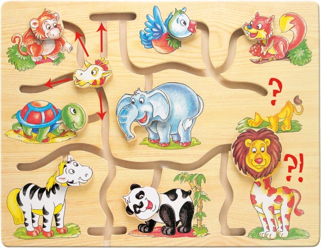 Labyrinthe moteur en bois avec animaux Bino