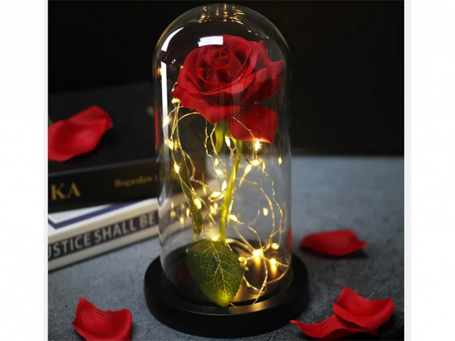 Rose éternelle en verre avec éclairage LED