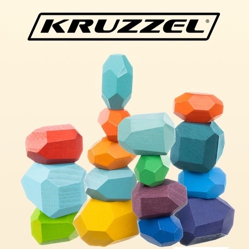 Pierres d'équilibre en bois créatives Kruzzel 22475 - ensemble de 16 pièces
