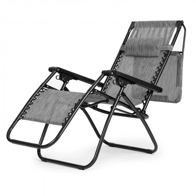Chaise de jardin/plage pliable et réglable avec auvent gris