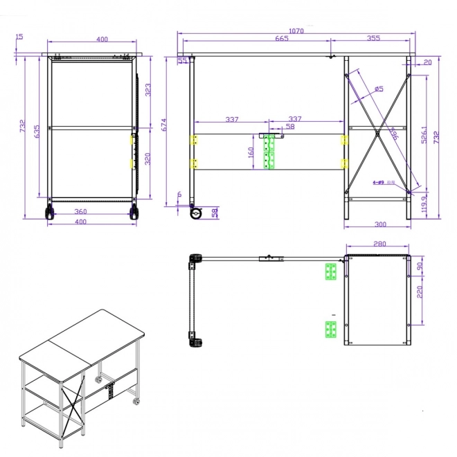 Table de loft pliante
