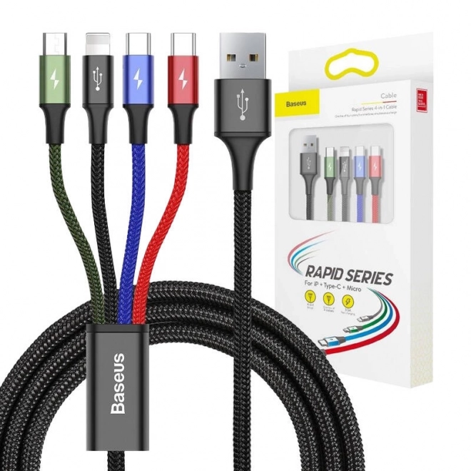 Baseus Câble USB rapide 4 en 1 2xUSB-C / Lightning / Micro 3,5A 1,2m - noir