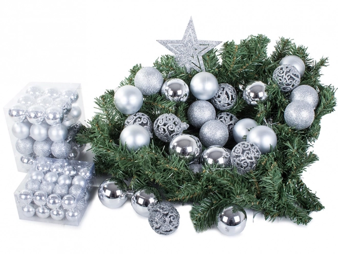 Décorations de Noël argentées - ensemble de 100 pièces
