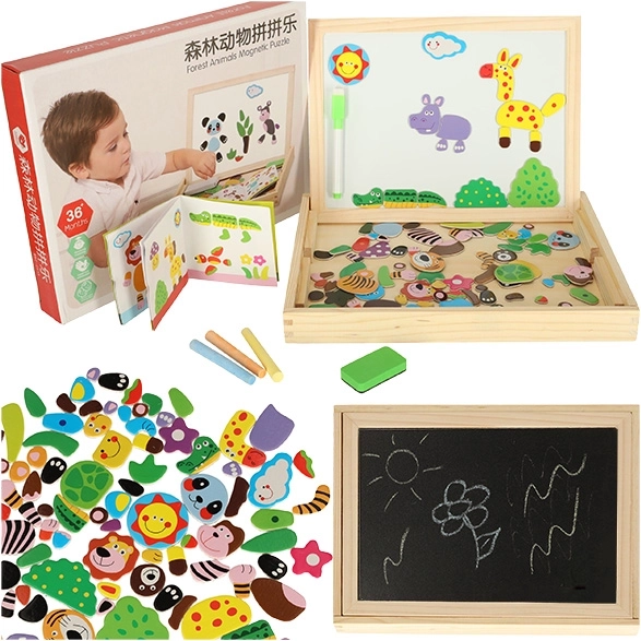 Tableau multifonction en bois avec animaux