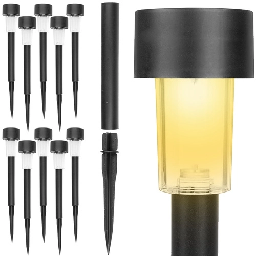 Lampes solaires de jardin à LED - ensemble de 10, à planter, étanches, lumière blanche chaude