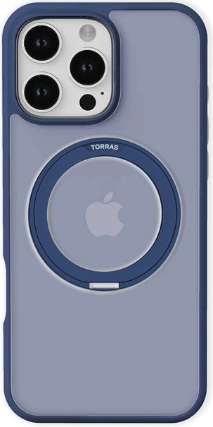 Coque de protection Torras Ostand Pro avec anneau MagSafe pour iPhone 16 Pro – bleu