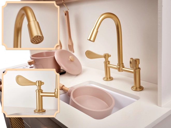 Cuisine rétro en bois pour enfants avec accessoires Boho