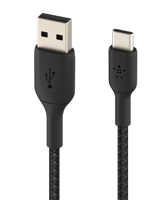 Câble tressé USB-C vers USB-A 2m noir