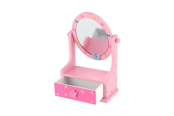 Boîte à bijoux en bois avec miroir pour petites princesses