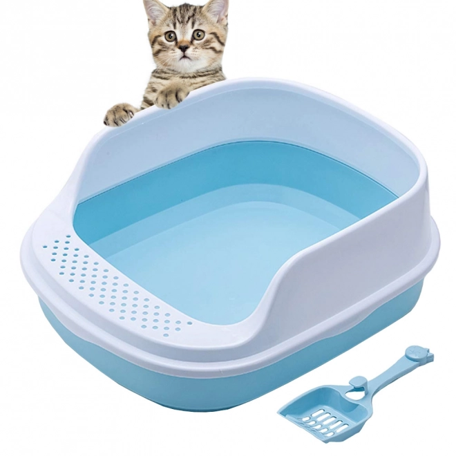 Toilette ouverte pour chats avec cadre et pelle
