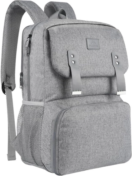 Sac à dos pour ordinateur portable avec boîte à repas 15,6'' Matein USB, couleur grise