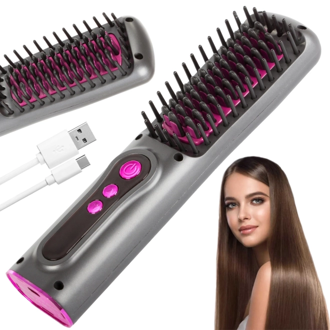 Brosse lissante 2 en 1 fer à lisser sans fil électrique
