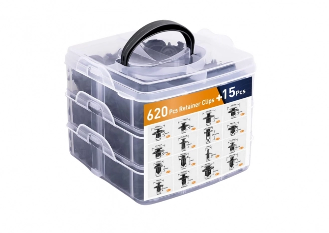 Ensemble de fixations automobiles en organiseur 16 tailles PVC 620 pièces