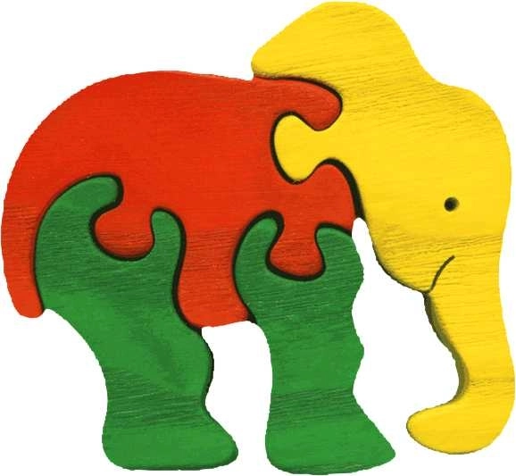 Puzzle d'emboîtement en bois petit éléphant Fauna