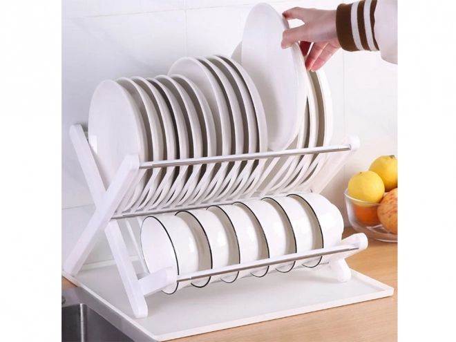 Égouttoir de cuisine pliable à deux niveaux