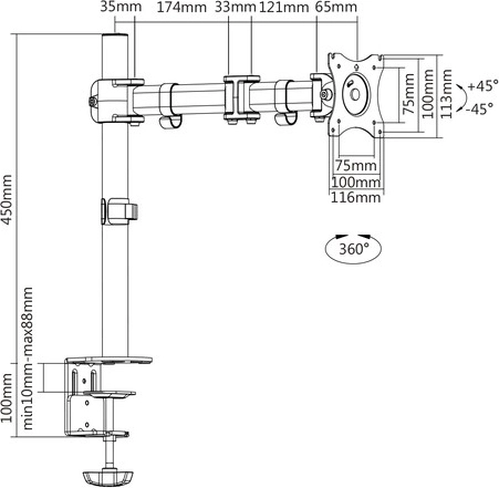 Large plage de réglages et prise en charge VESA
