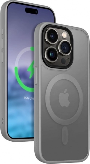 coque hybride Frost MAG Cover pour iPhone 15 Pro avec MagSafe – gris