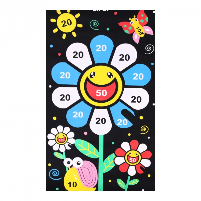 Target magnétique, réversible avec fléchettes - fleur colorée