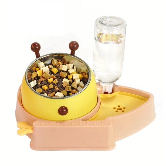 Bols avec distributeur automatique d'eau pour chiens et chats 2 en 1 - rose