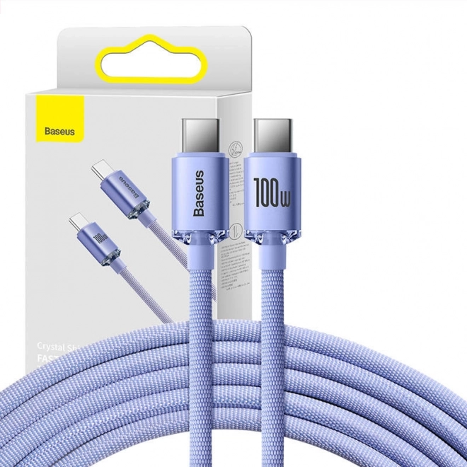 Baseus Crystal Shine câble USB‑C vers USB‑C 100 W, 1,2 m – Violet