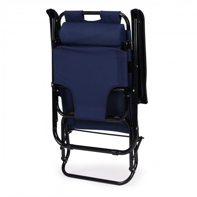 Chaise longue de jardin avec appui-tête bleu