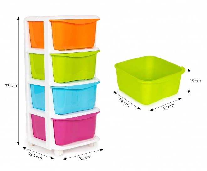Organisateur utile avec 4 tiroirs plastiques coulissants