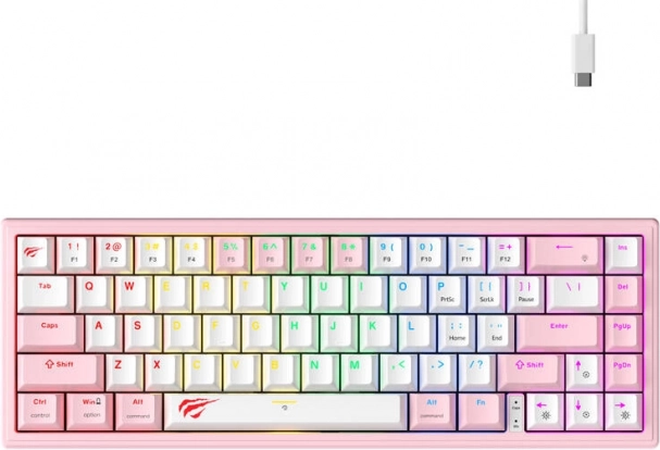 Clavier mécanique de jeu RGB rose et blanc