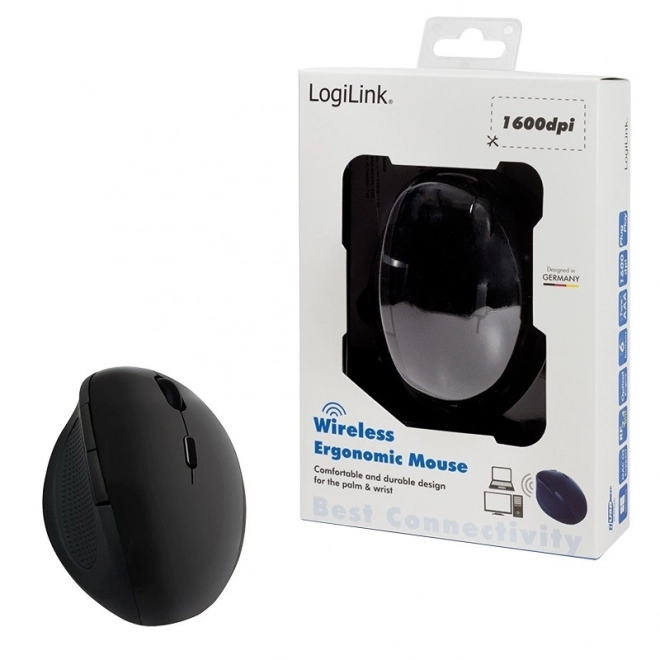Souris optique ergonomique sans fil 2.4GHz 1600dpi noire