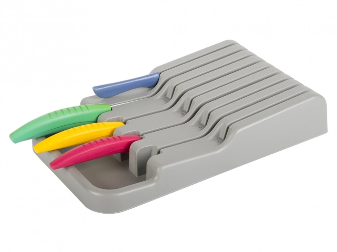 Organisateur de couteaux gris pour tiroir avec 9 compartiments