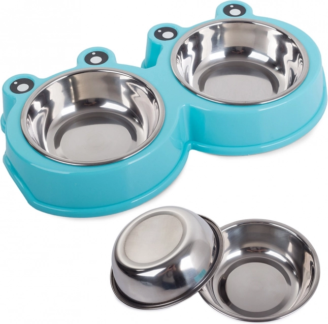 Double gamelle métallique pour chiens et chats 0,3 l x 2