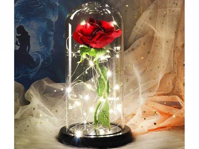 Rose éternelle en verre avec éclairage LED