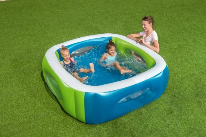 Piscine gonflable avec fenêtres pour enfants - 168 cm x 168 cm x 56 cm